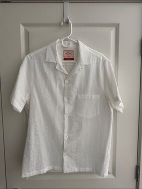 Portuguese Flannel White Seersucker Camp collar Shirt